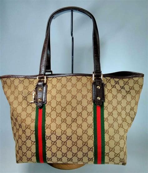 large gucci canvas leather bag|genuine Gucci tote.